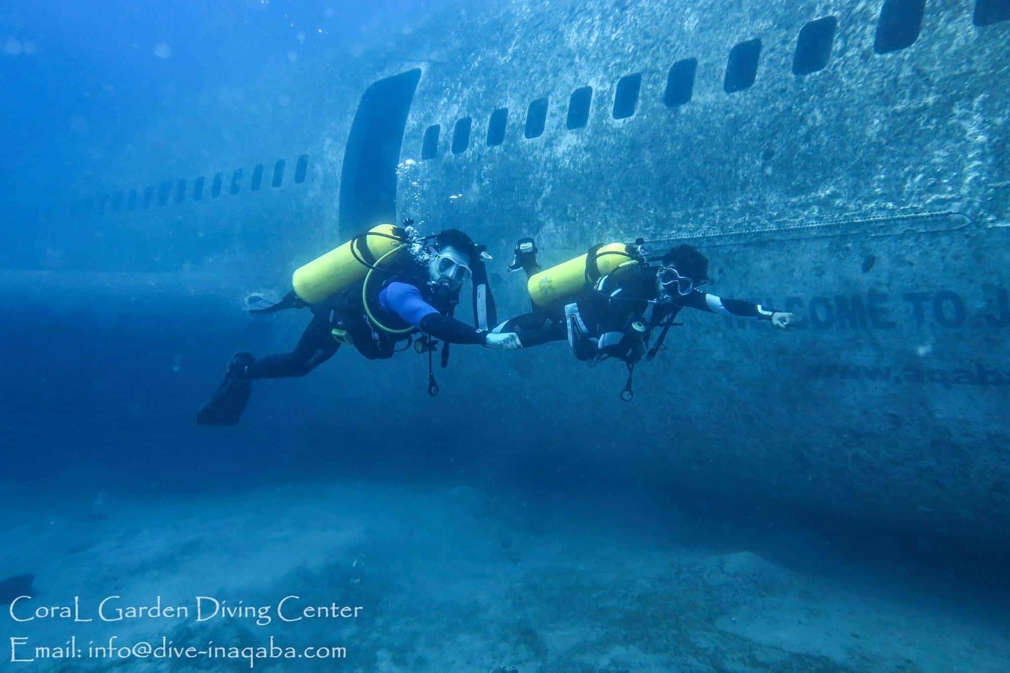 diver next the airplane